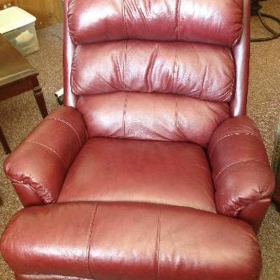 Burgundy, leather recliner