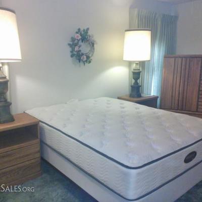 BeautyRest Queen mattress & spring; Wambold Fine Furnishings nightstands & armoire