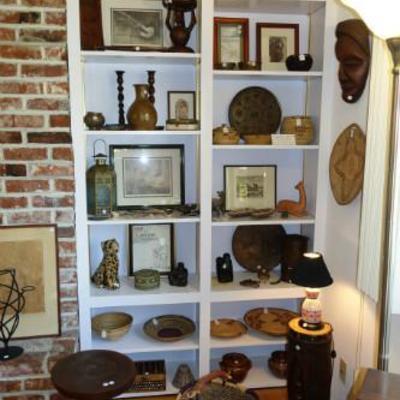 Art, collectibles and pottery on main level