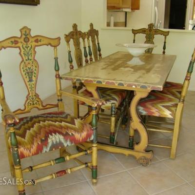 Folk Art Dining Room Purchased at Hearst Castle Auction in the 1960's