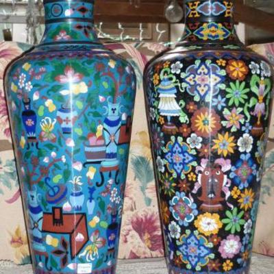 1920's Japanese cloisonné vases * 2 ft. tall