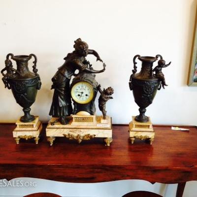 French bronze clock set