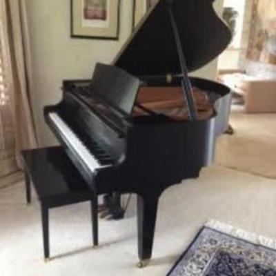 Beautiful Baby Grand Kawai Piano with a Satin Black Finish - Model #GE1; Serial #1960429