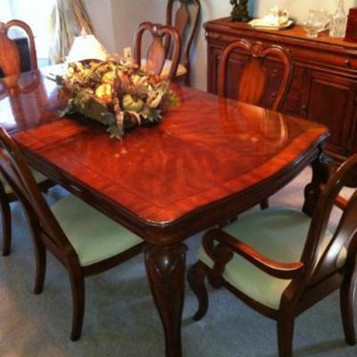 Cherry finished wood Dining room 8 chairs, Table seats up to 12, China Cabinet / Display Hutch, Buffet / Server