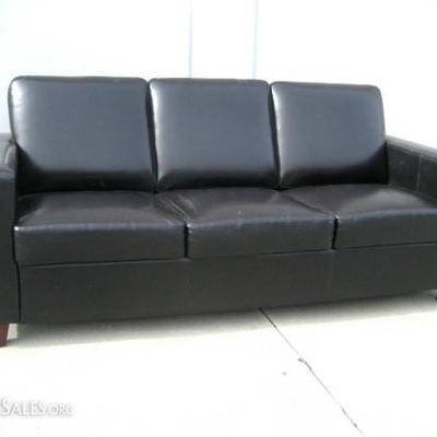 Brown Modern Leather Sofa 75.5W x 32.5D x 34.5H