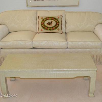 Ivory damask sofa