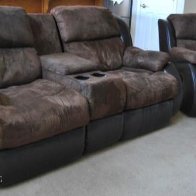 Leather Sofa & Chair 