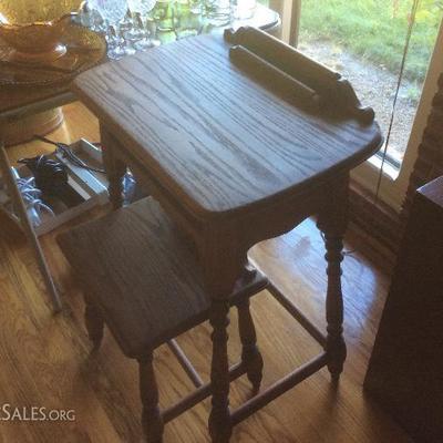 Antique child's desk and stool