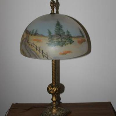 Antique glass globed lamp