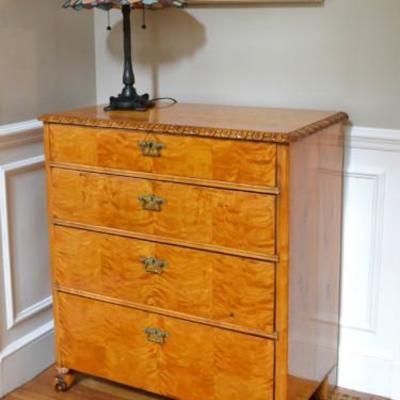 Quilted maple chest of drawers