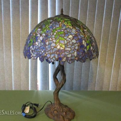 Purple Flowered Tiffany Style Lamp