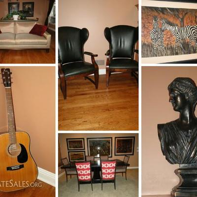 Baker & Century furniture,  sculptures, Fender guitar, art work and lots, lots more!
