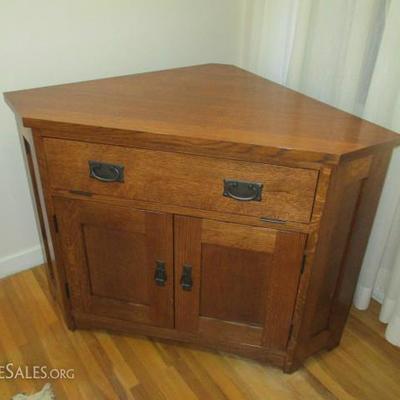 Mission Oak Corner Cabinet