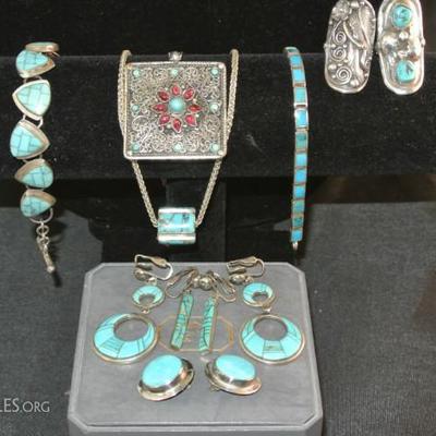 Vintage Navajo Turquoise and Sterling Jewelry By Robert Livingston