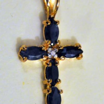 Sapphire vermeil cross