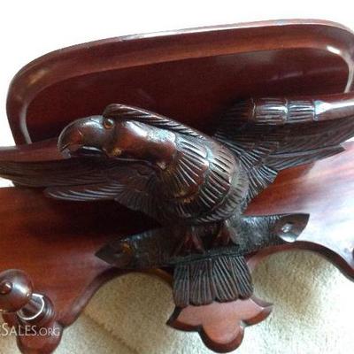 Black Forest Eagle carving and mahogany shelf