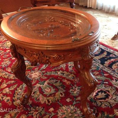 Antique Carved Figural TRAY TABLE, 