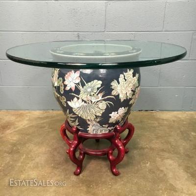 Asian urn table, finely painted