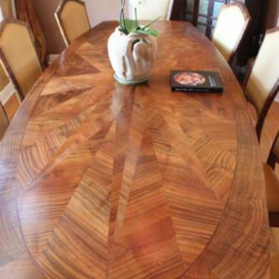 Custom made dining room table with Italian leather. Originally $26,000.