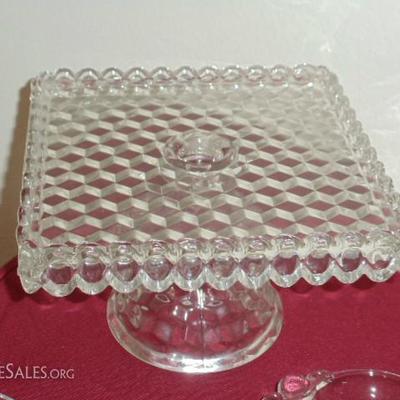 Fosteria glass pedestal cake plate