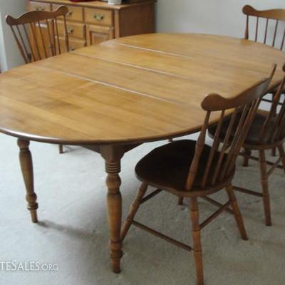 Conant Ball dining table with 4 side chairs and 2 arm chairs
