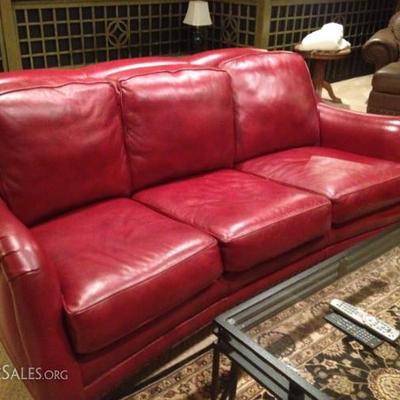 red leather sofa, Walter E. Smithe