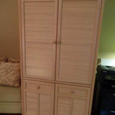 WHITEWASHED STORAGE ARMOIRE