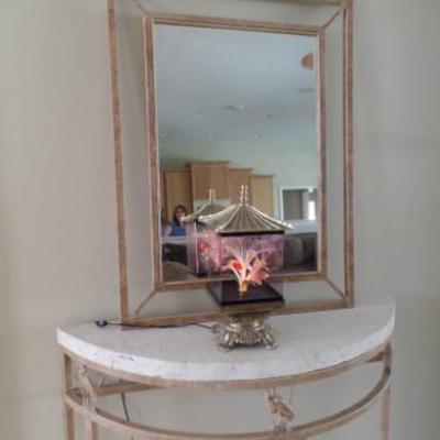 Marble entry table with mirror