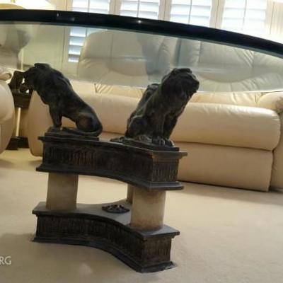 lion sculpture end table