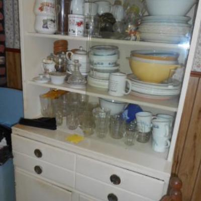 CHINA CABINET AND DISHES