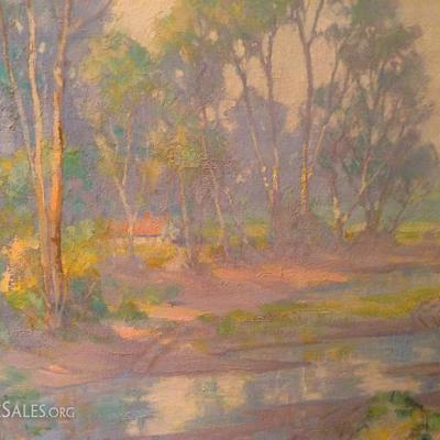 Ca Plein Air Oil Painting. Signed and Listed Ca Artist H. Raymond Henry.