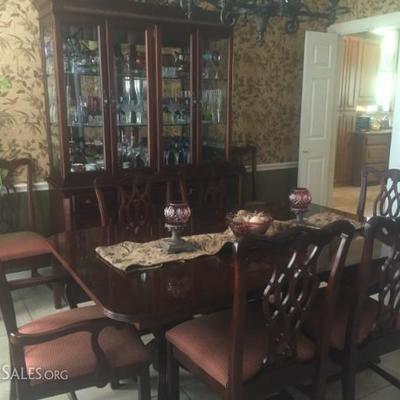 Stanley Chippendale Style FORMAL Dining Set - China, Tables, Chairs, Buffet