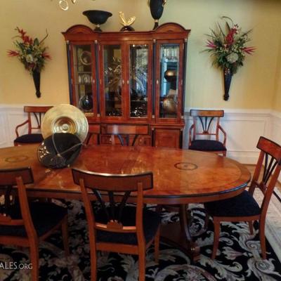 Biedermeier Style Banquet Dining Set  $6,500 for set includes Table, chairs, Breakfront and Server