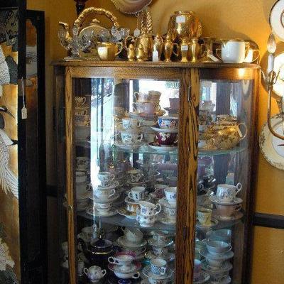 Curio with original glass filled with Treasures