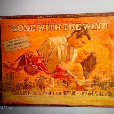Vintage 'Gone With the Wind' poster made into wall hanging/table top
