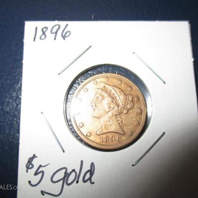 1896 $5 LIBERTY GOLD COIN