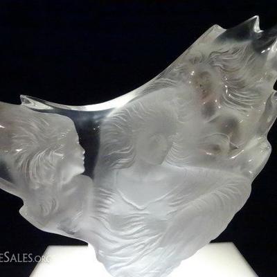 LARGE MICHAEL WILKINSON LUCITE SCULPTURE, FEMALE FACES, TITLED THREE GRACES, LIMITED EDITION NUMBERED 45/300