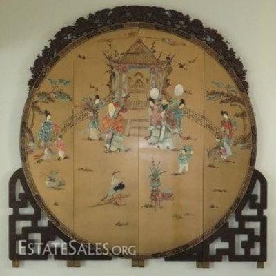 Vintage Oriental Chinese Coromandel Floor Screen or Decorative Wall Panel 
