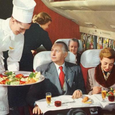 For those civilized ladies and gentleman, please attend this first class estate sale. SAS Airlines postcard, ca. 1950's