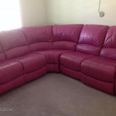 Fuchia leather sofa