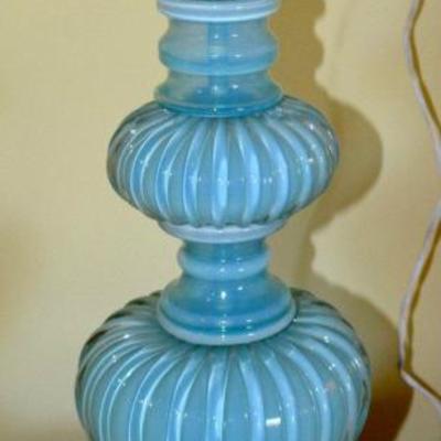 Vintage Mid Century Blue Opaline Murano Lamps for Marbro Lamp company