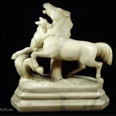 CARVED MARBLE HORSE SCULPTURE