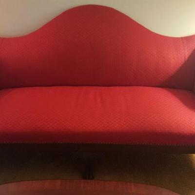 Red Camel Back Sofa With Claw Feet
