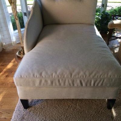 Pair of Custom Chaise Lounge chairs by Britt Carter Upholstered in Krypton Fabric LIKE NEW