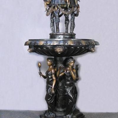 #100 â€“ Outstanding Monumental French Bronze Figural Fountain, 103â€ h., 4â€™ w.