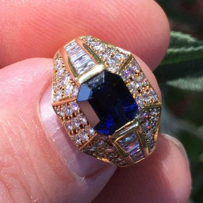 David Yurman 18k Gold Diamond Sapphire Ring