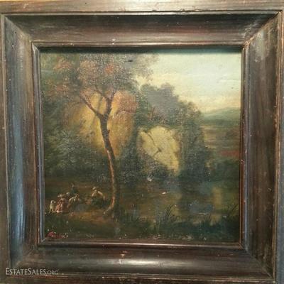Auguste Fajon of Gustave Courbet Family Picnic French Barbizon Oil