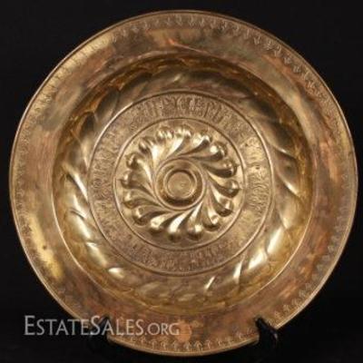 19th C Brass Charger