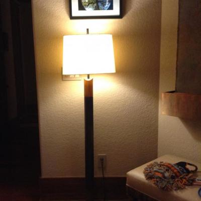 Wood floor lamp
