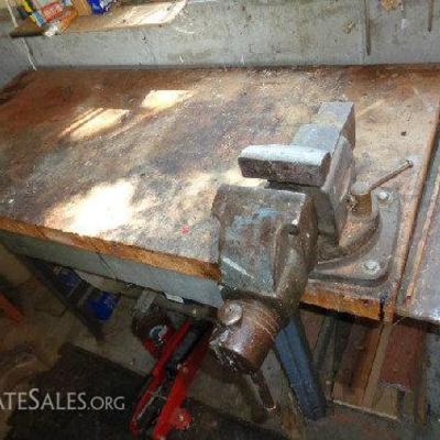 Craftsman vice and work bench

-Two drawers filled garage goodies! -With one shelve: 54